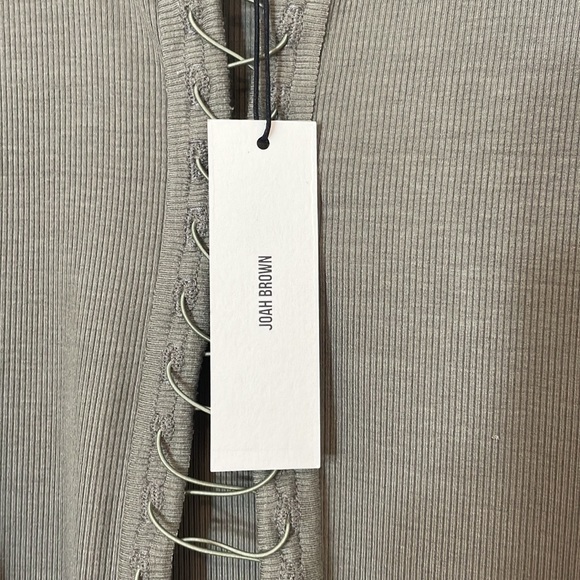 Joah Brown Lace Up Crop Tank Ribbed Top Size S/M Summit Flex Rib - Picture 9 of 13